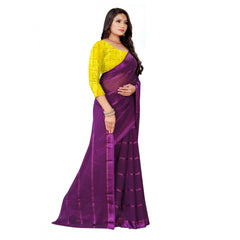 Generic Women's Georgette Silk Saree(Wine ,5-6Mtrs)