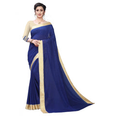 Generic Women's Vichitra Silk Saree(Navy Blue ,5-6Mtrs)