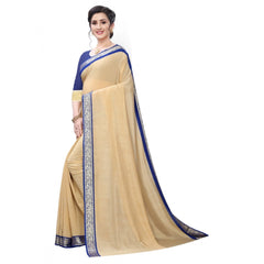 Generic Women's Vichitra Silk Saree(Beige ,5-6Mtrs)