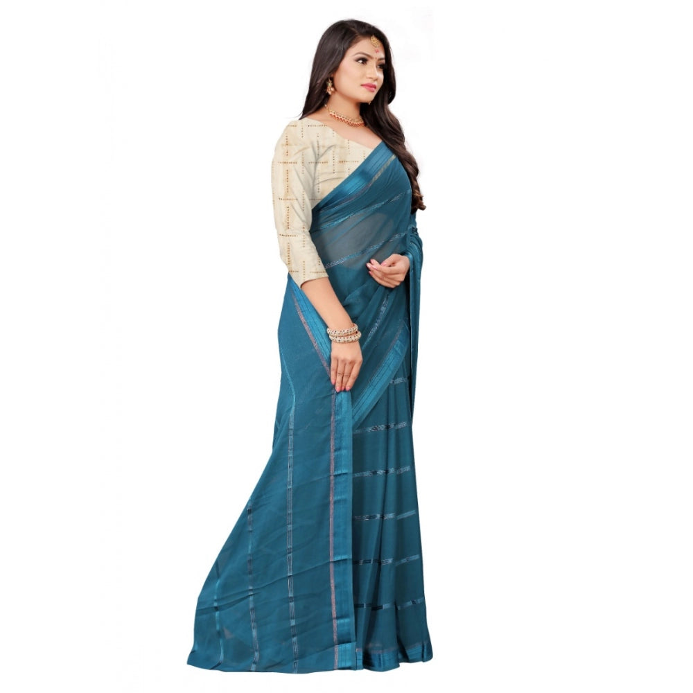 Generic Women's Georgette Silk Saree(Rama ,5-6Mtrs)