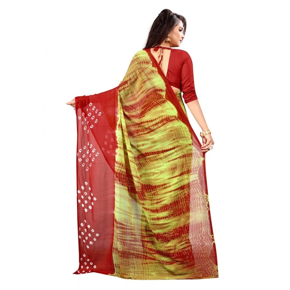 Generic Women's Chiffon Saree (Parrot Green ,5-6Mtrs)