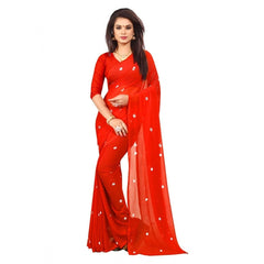 Generic Women's Chiffon Saree (Orange ,5-6Mtrs)