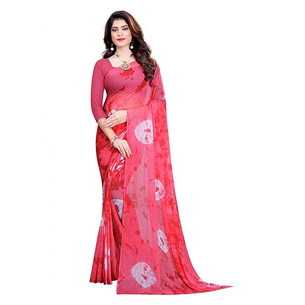 Generic Women's Chiffon Saree (Pink ,5-6Mtrs)