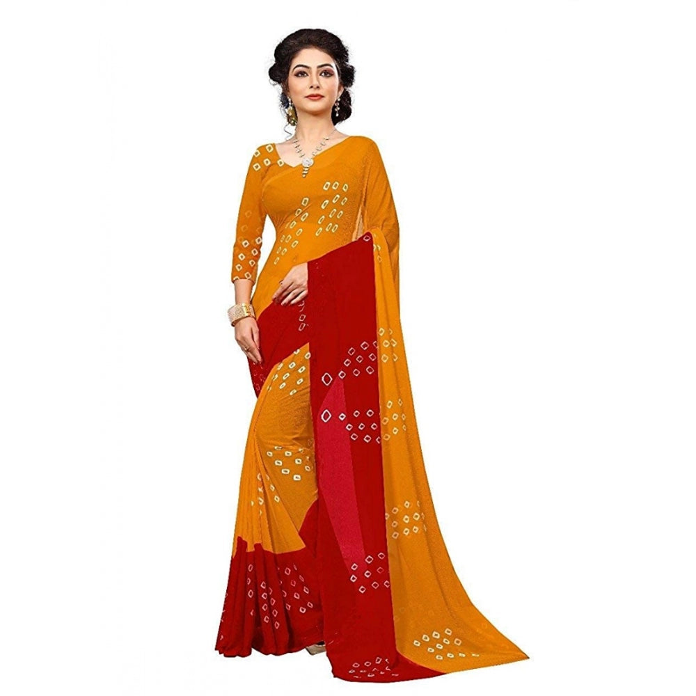 Generic Women's Chiffon Saree (Yellow ,5-6Mtrs)