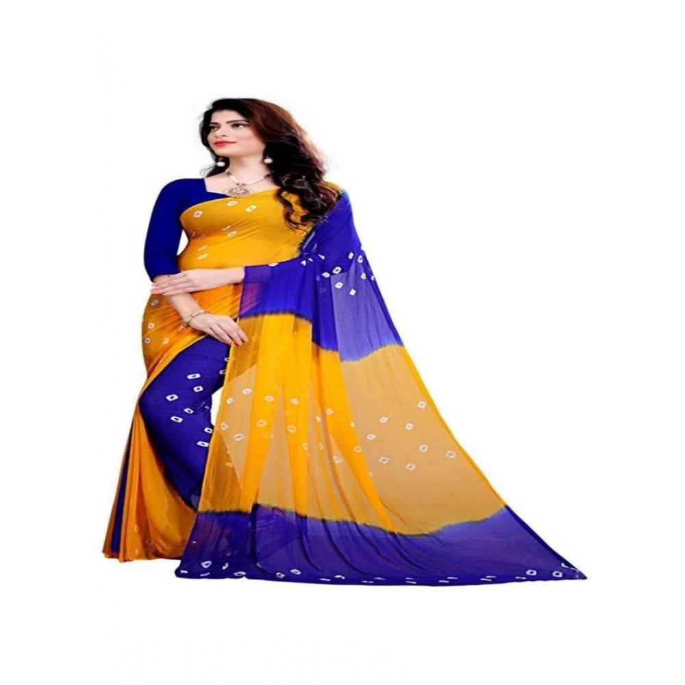 Generic Women's Chiffon Saree (Yellow ,5-6Mtrs)