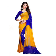 Generic Women's Chiffon Saree (Yellow ,5-6Mtrs)