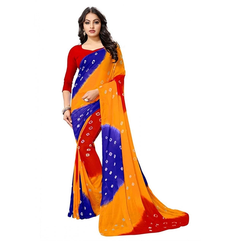 Generic Women's Chiffon Saree (Mustard ,5-6Mtrs)