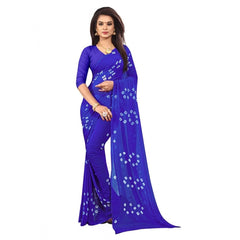 Generic Women's Chiffon Saree (Blue ,5-6Mtrs)