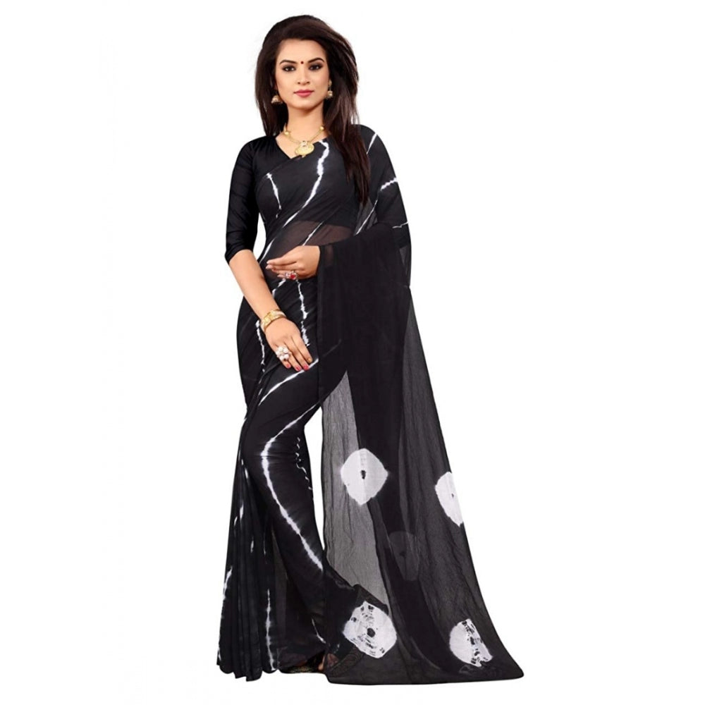 Generic Women's Chiffon Saree (Black ,5-6Mtrs)