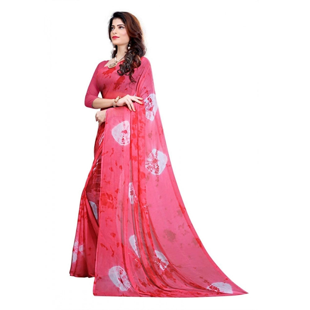 Generic Women's Chiffon Saree (Pink ,5-6Mtrs)