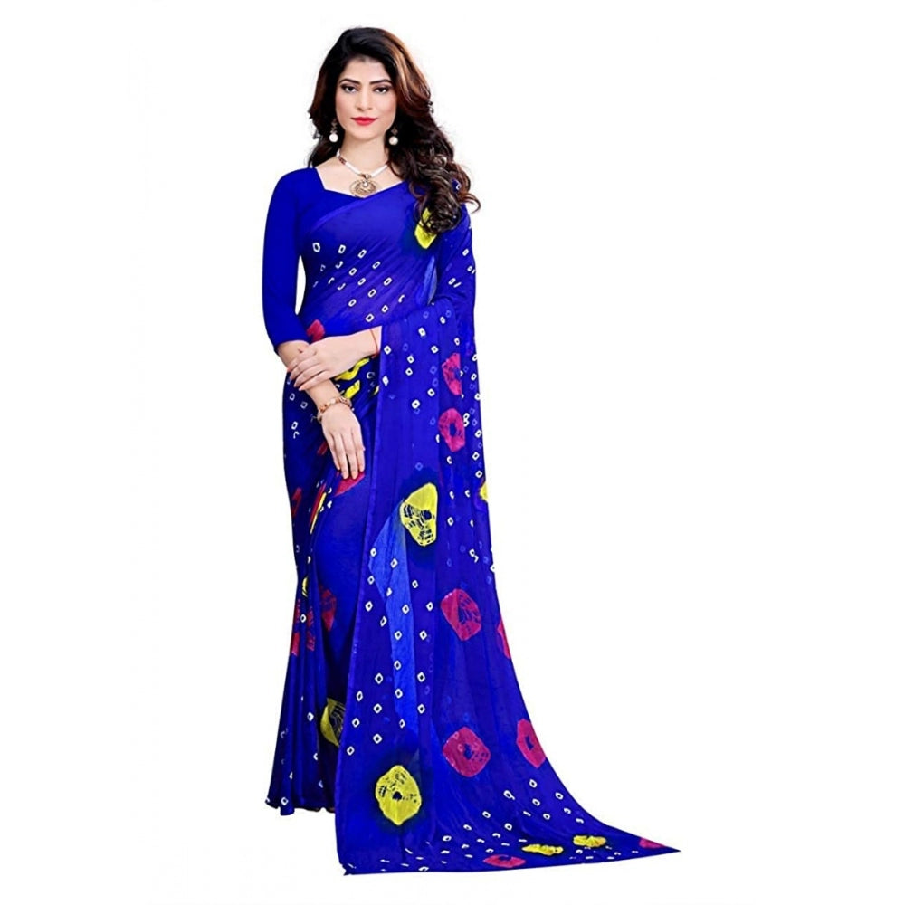 Generic Women's Chiffon Saree (Blue ,5-6Mtrs)