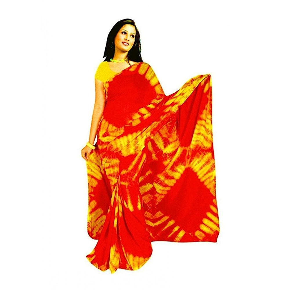 Generic Women's Chiffon Saree (Orange ,5-6Mtrs)