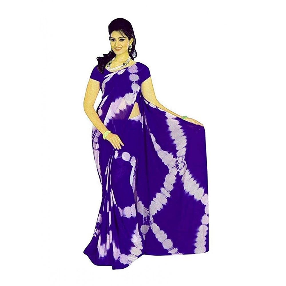 Generic Women's Chiffon Saree (Blue ,5-6Mtrs)