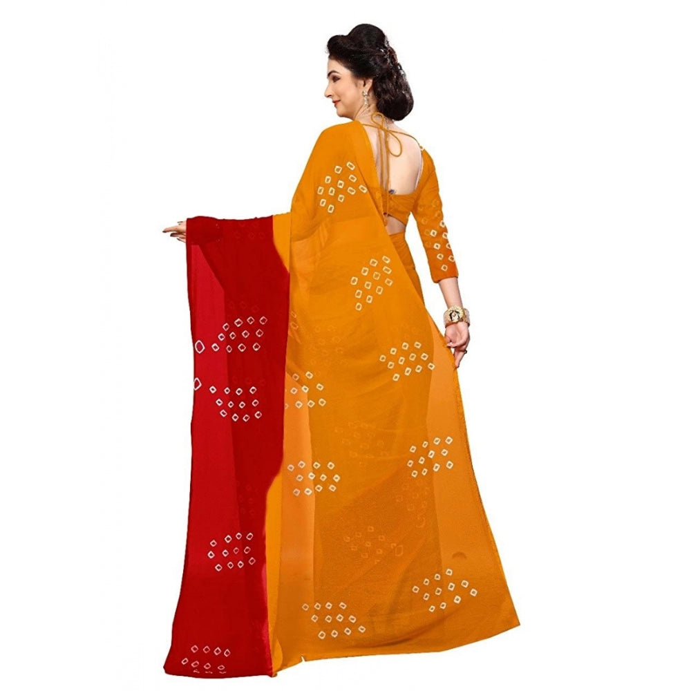 Generic Women's Chiffon Saree (Yellow ,5-6Mtrs)