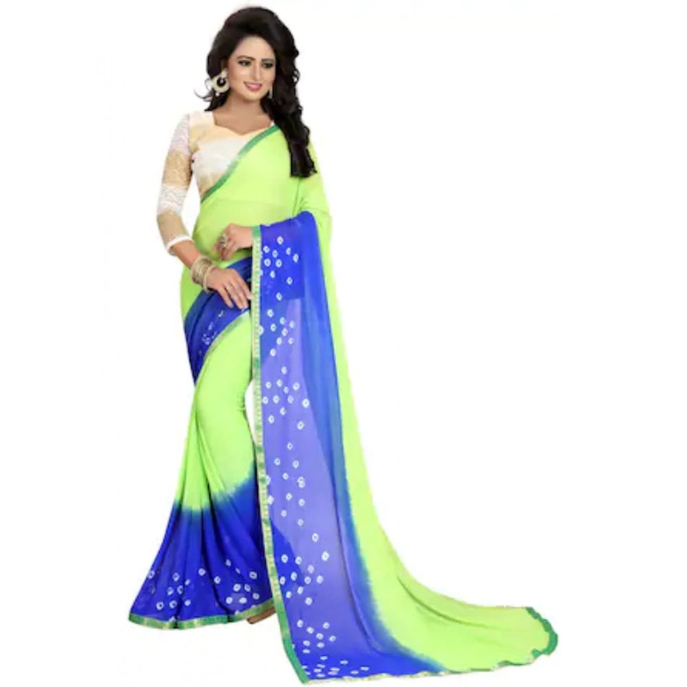 Generic Women's Chiffon Saree (Parrot Green ,5-6Mtrs)