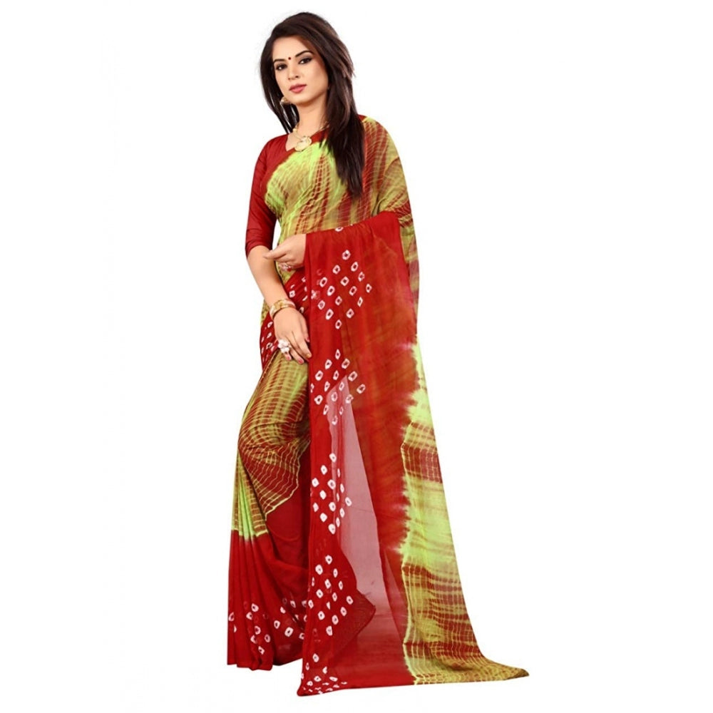 Generic Women's Chiffon Saree (Parrot Green ,5-6Mtrs)