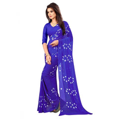 Generic Women's Chiffon Saree (Blue ,5-6Mtrs)