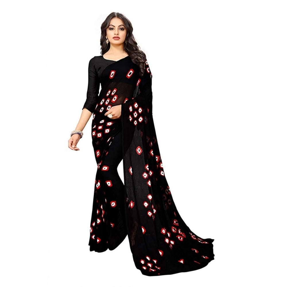 Generic Women's Chiffon Saree (Black ,5-6Mtrs)