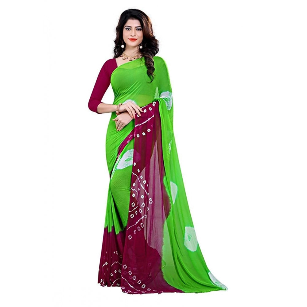 Generic Women's Chiffon Saree (Green ,5-6Mtrs)