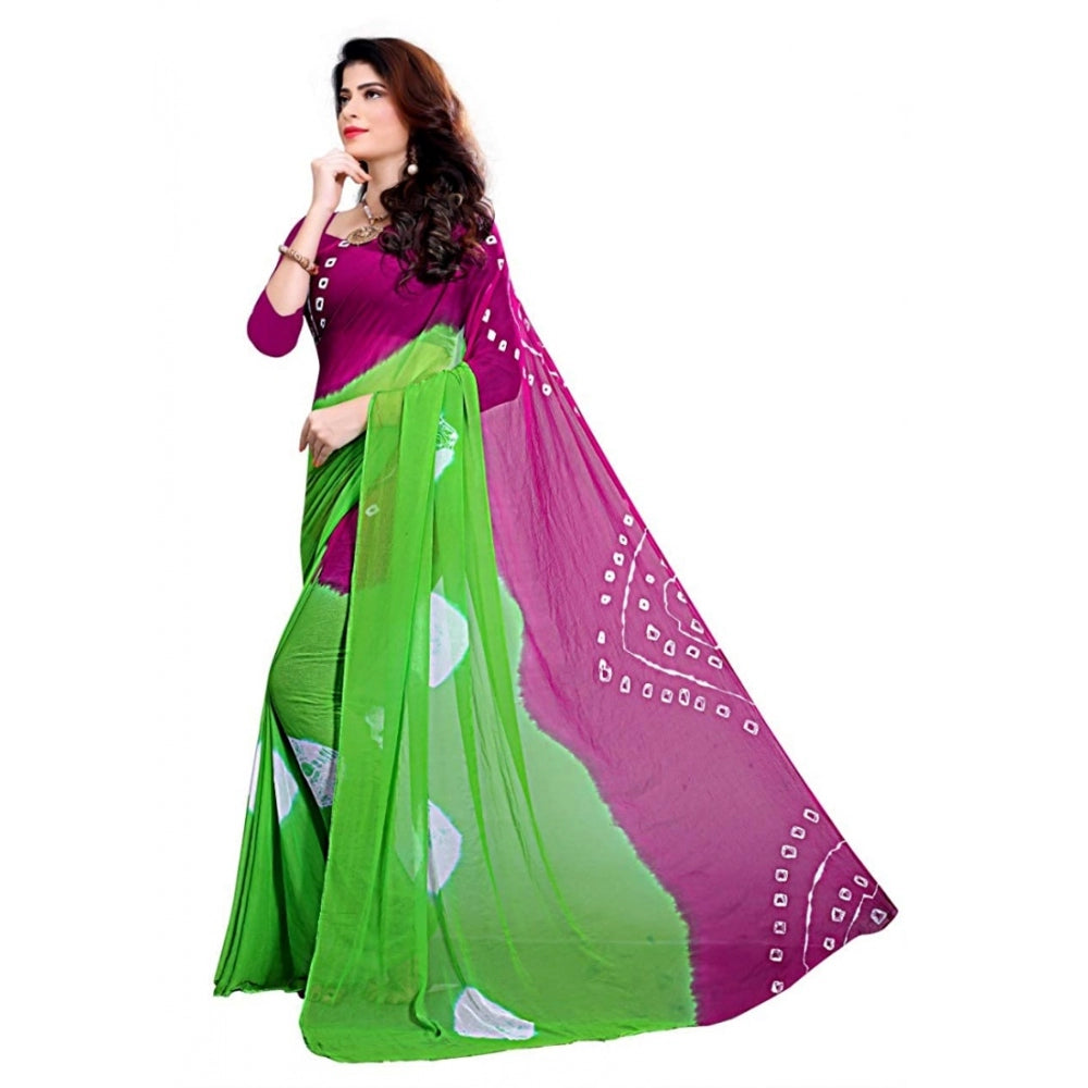 Generic Women's Chiffon Saree (Green ,5-6Mtrs)