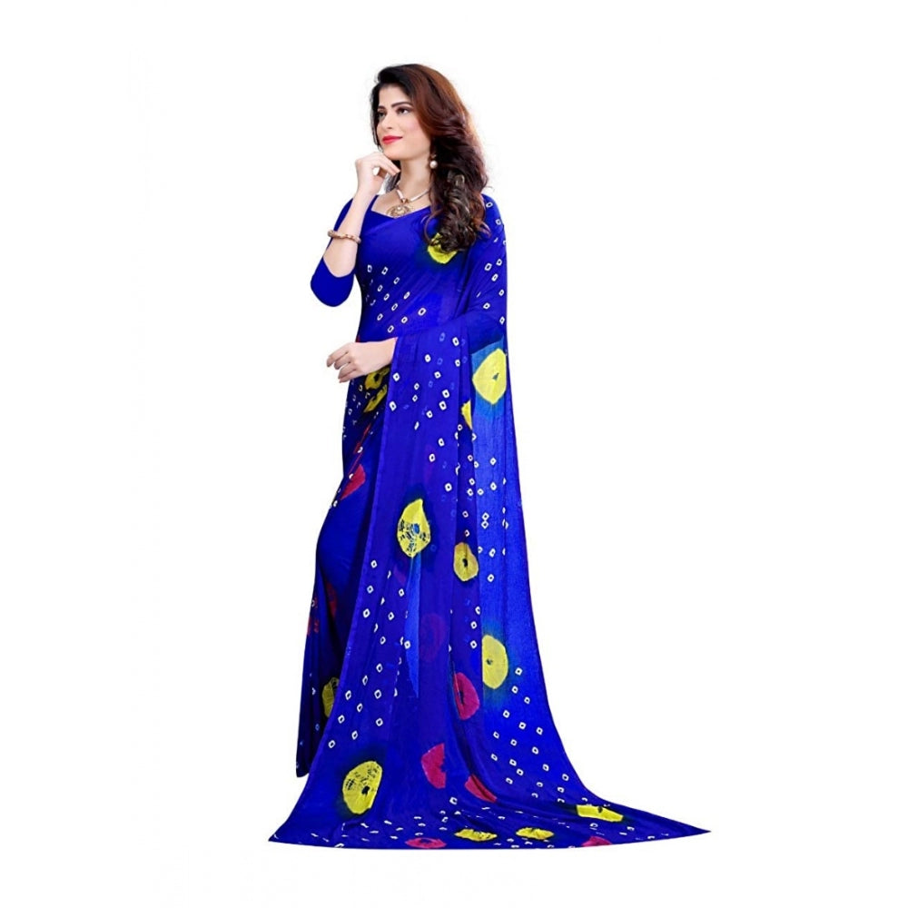 Generic Women's Chiffon Saree (Blue ,5-6Mtrs)