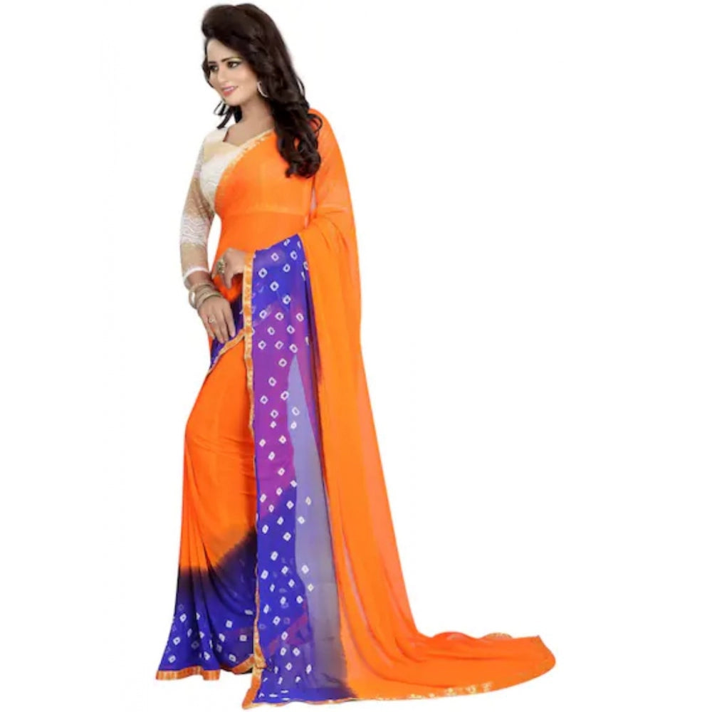 Generic Women's Chiffon Saree (Orange ,5-6Mtrs)