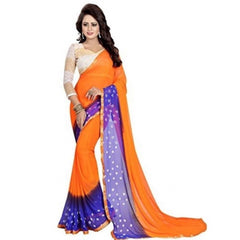 Generic Women's Chiffon Saree (Orange ,5-6Mtrs)