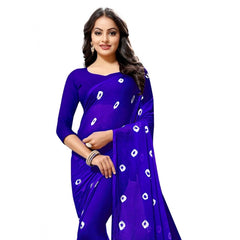 Generic Women's Chiffon Saree (Blue ,5-6Mtrs)