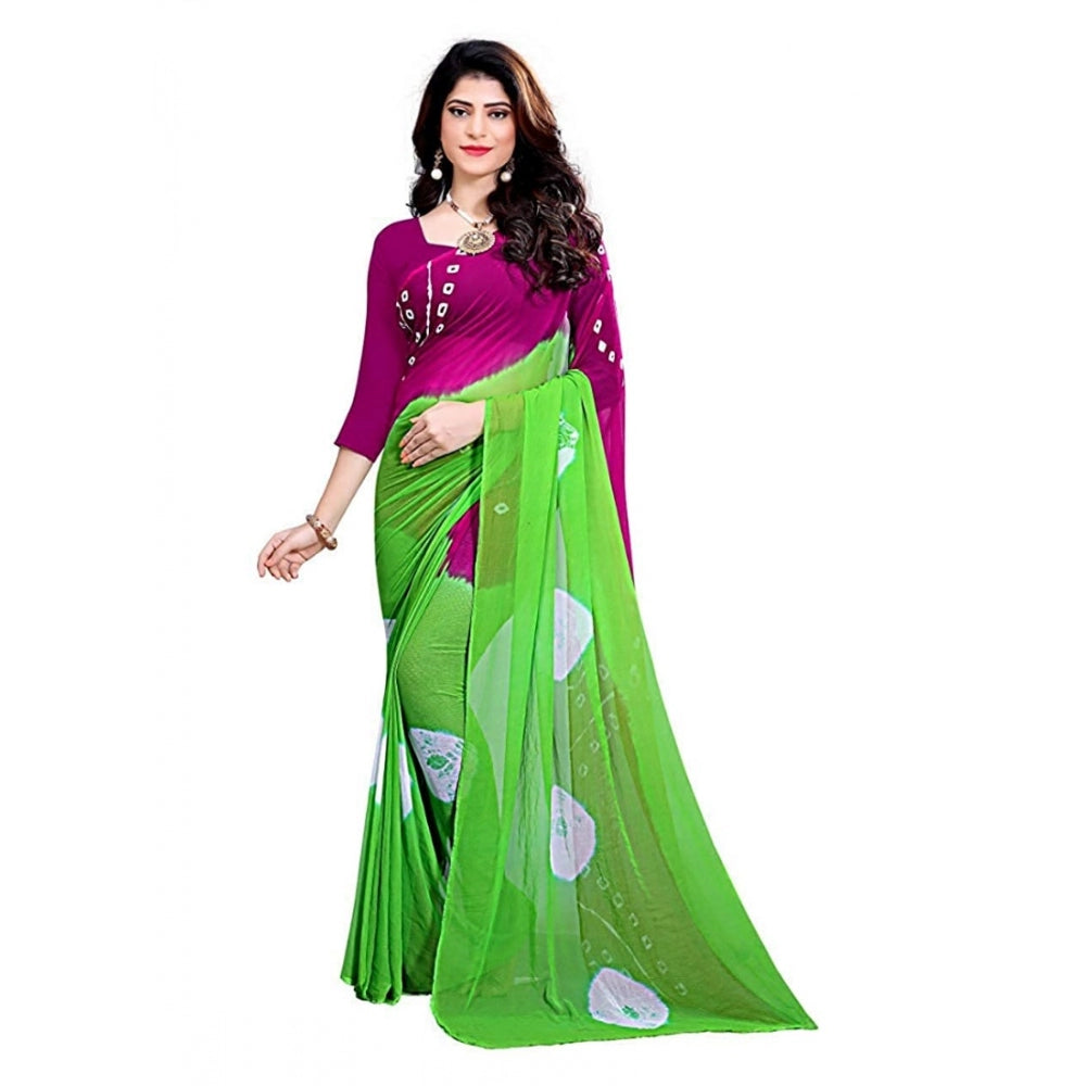 Generic Women's Chiffon Saree (Green ,5-6Mtrs)