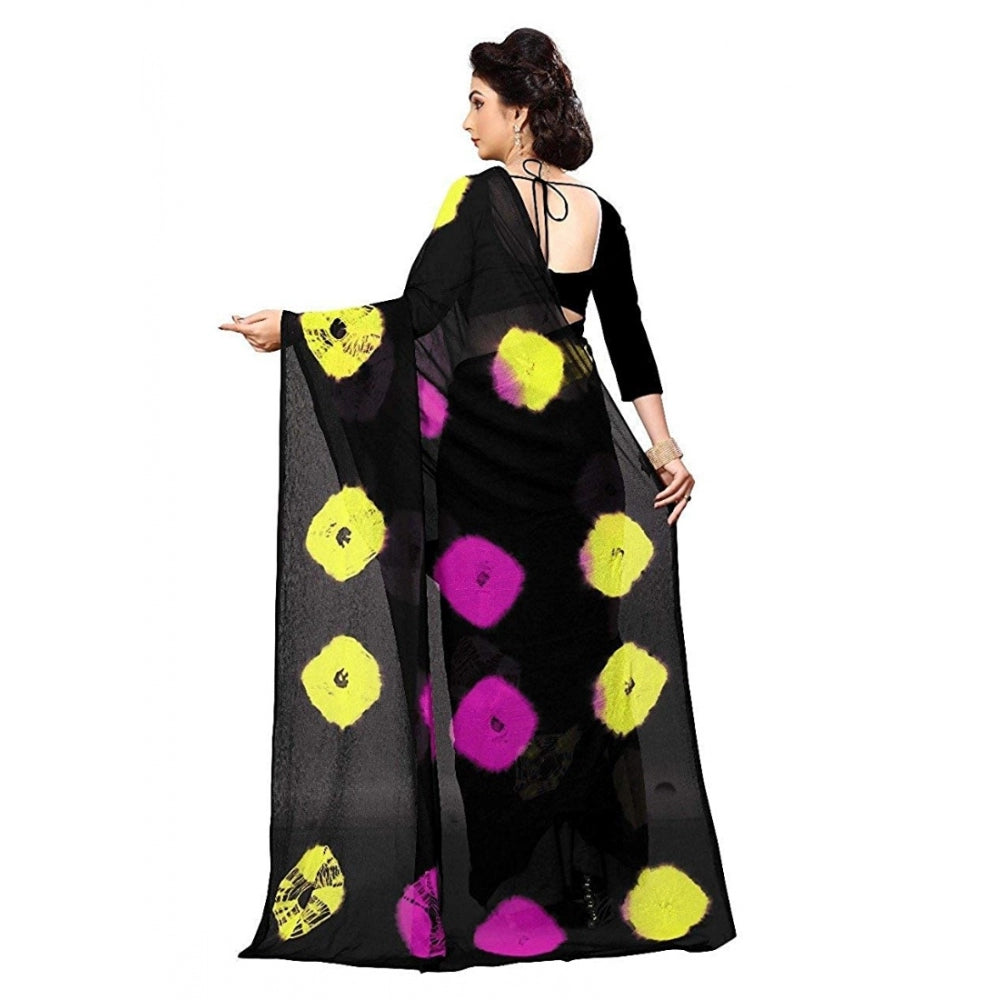 Generic Women's Chiffon Saree (Black ,5-6Mtrs)