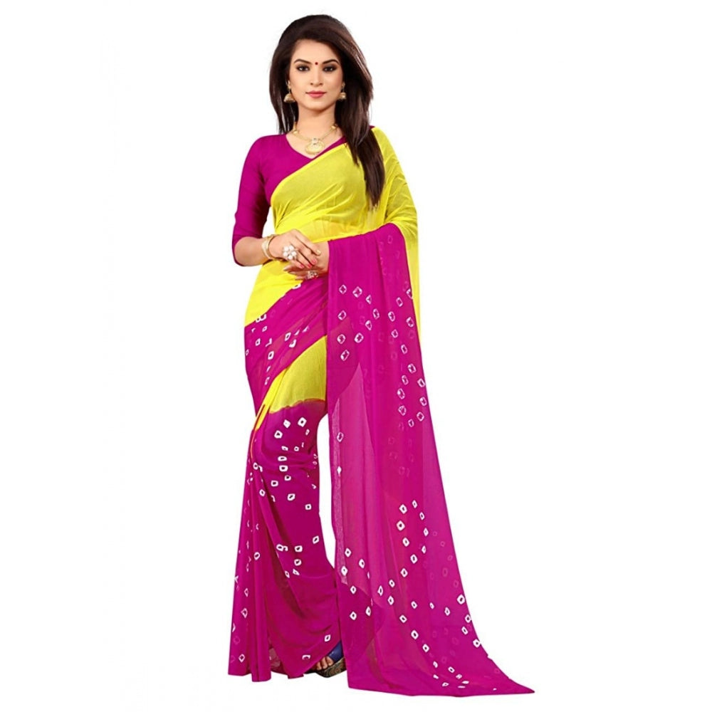 Generic Women's Chiffon Saree (Yellow ,5-6Mtrs)