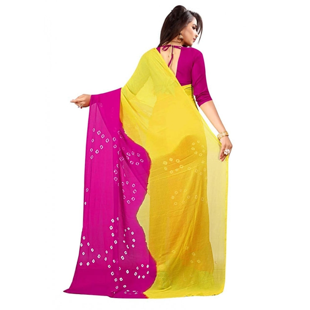 Generic Women's Chiffon Saree (Yellow ,5-6Mtrs)