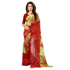 Generic Women's Chiffon Saree (Parrot Green ,5-6Mtrs)