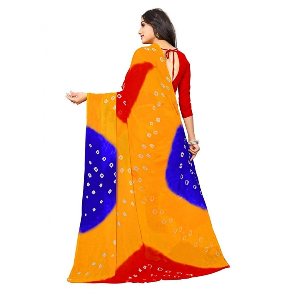 Generic Women's Chiffon Saree (Mustard ,5-6Mtrs)