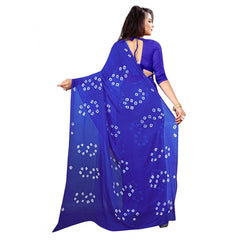 Generic Women's Chiffon Saree (Blue ,5-6Mtrs)