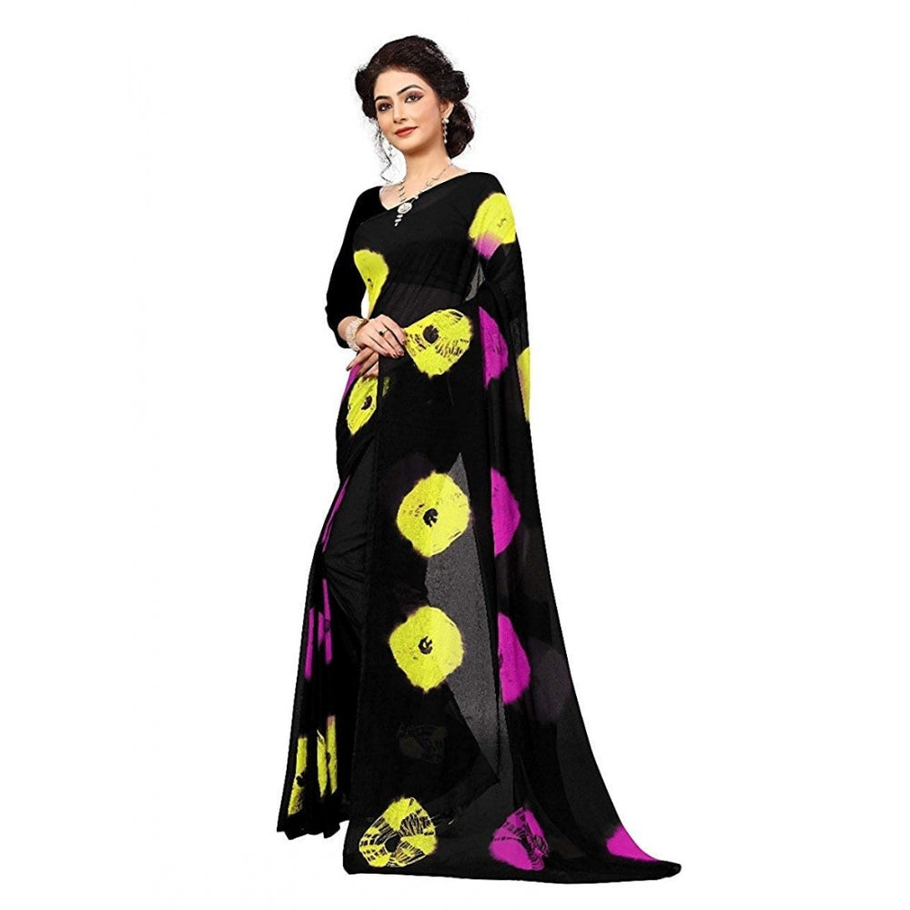 Generic Women's Chiffon Saree (Black ,5-6Mtrs)