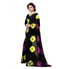 Generic Women's Chiffon Saree (Black ,5-6Mtrs)