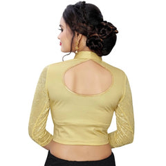 Generic Women's Stretchable Readymade Blouse Cotton Lycra (Size-Free Size ,Neck Type-Collar)