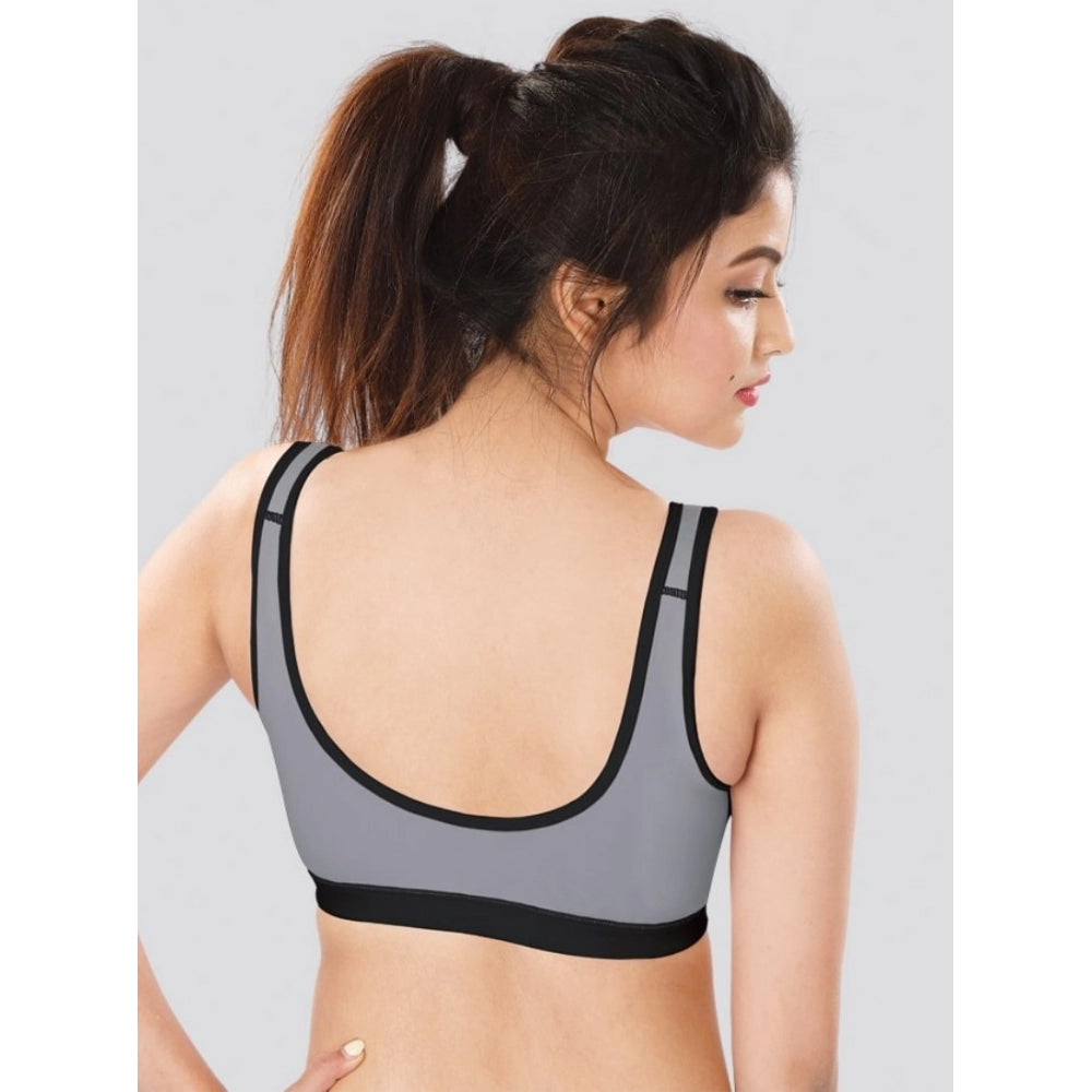 Dermawear Damen-Sport-BH (Modell: SB-1102, Farbe: Schwarz und Grau, Material: 4D-Stretch)