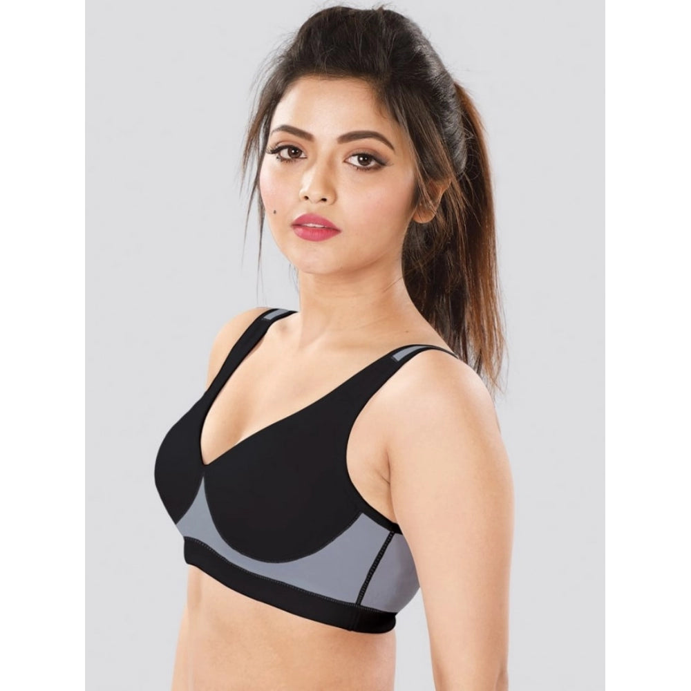 Dermawear Women's Sports Brassiere (Model: SB-1102, Color:Black&amp;Grey, Material: 4D Stretch)