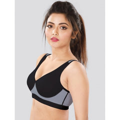 Dermawear Damen-Sport-BH (Modell: SB-1102, Farbe: Schwarz und Grau, Material: 4D-Stretch)