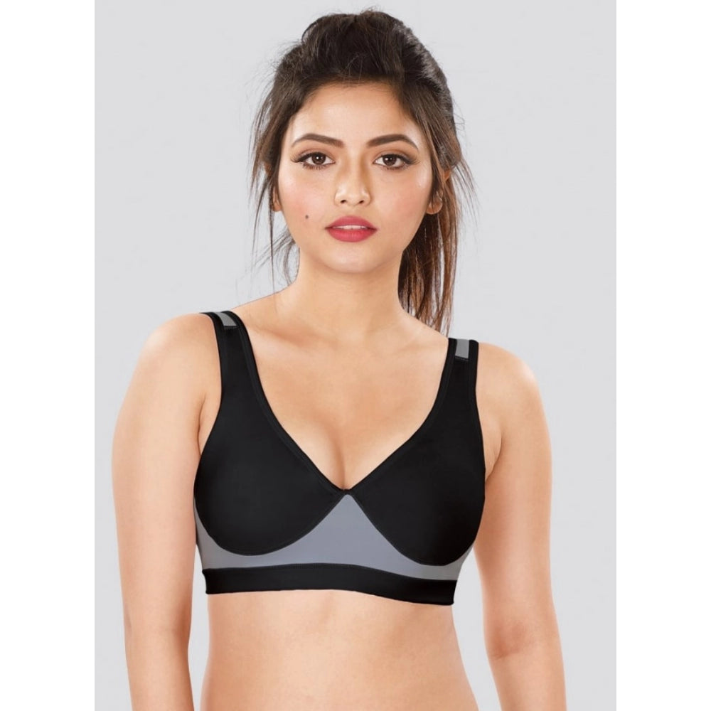 Dermawear Women's Sports Brassiere (Model: SB-1102, Color:Black&amp;Grey, Material: 4D Stretch)