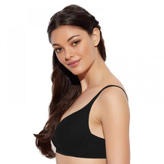 Enamor Women'S Perfect Coverage Supima Cotton T Shirt Brassiere (Model: A039, Color: Black, Material: Cotton)