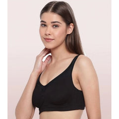 Enamor Women'S Smooth Super Lift Classic Full Support Brassiere (Model: A112, Color: Black, Material: Cotton)