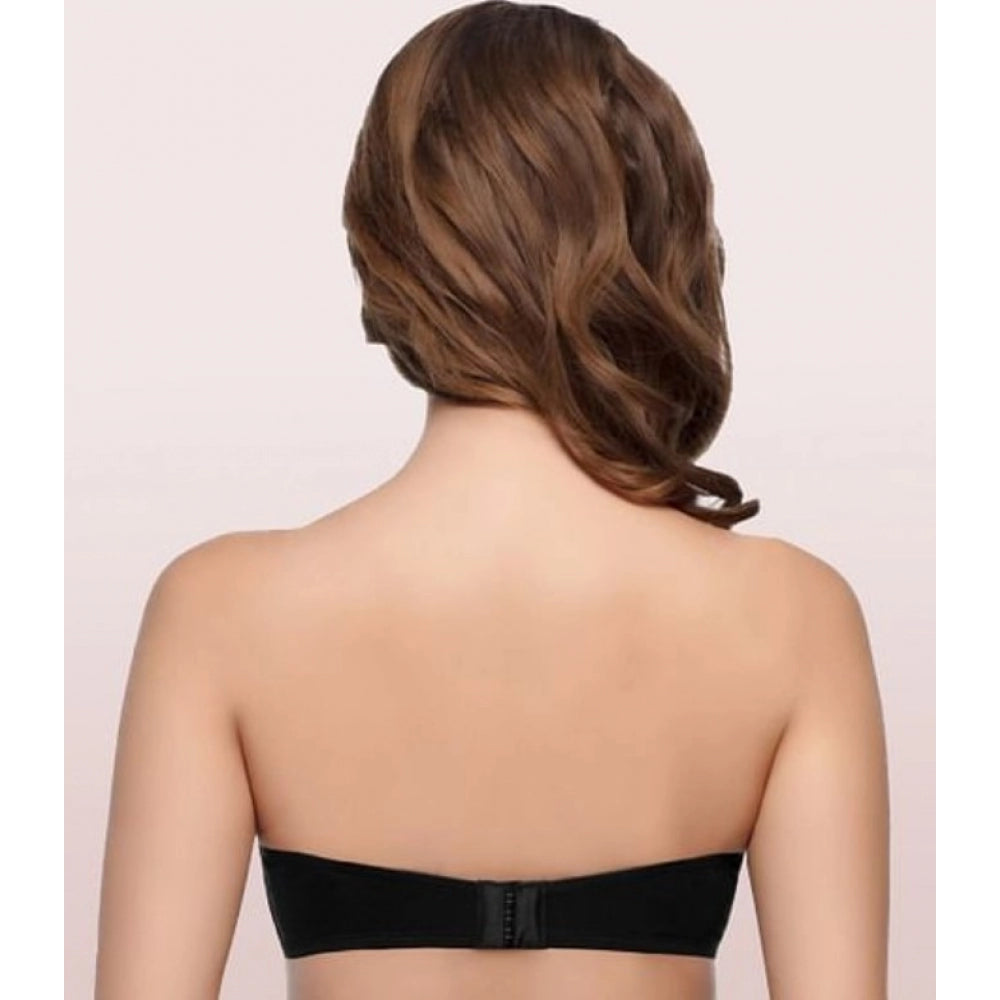 Enamor Women'S Perfect Shaping Cotton Strapless Brassiere (Model: A019, Color: Black, Material: Cotton)