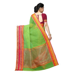 Generic Women's Kota Doria Cotton Border Saree With Blouse (Light Green, 5-6 Mtrs)