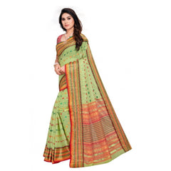 Generic Women's Kota Doria Cotton Woven Butta Saree With Blouse (Light Green, 5-6 Mtrs)