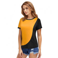 Generic Women's Polyester, Knitting Western Wear T-Shirt (Yellow)