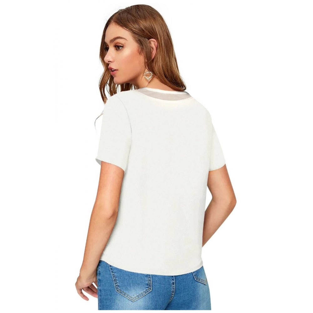 Generisches Damen-T-Shirt aus Polyester im Western-Stil (weiß)