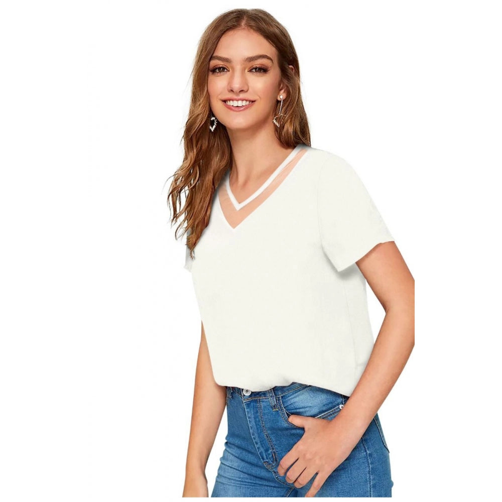 Generisches Damen-T-Shirt aus Polyester im Western-Stil (weiß)